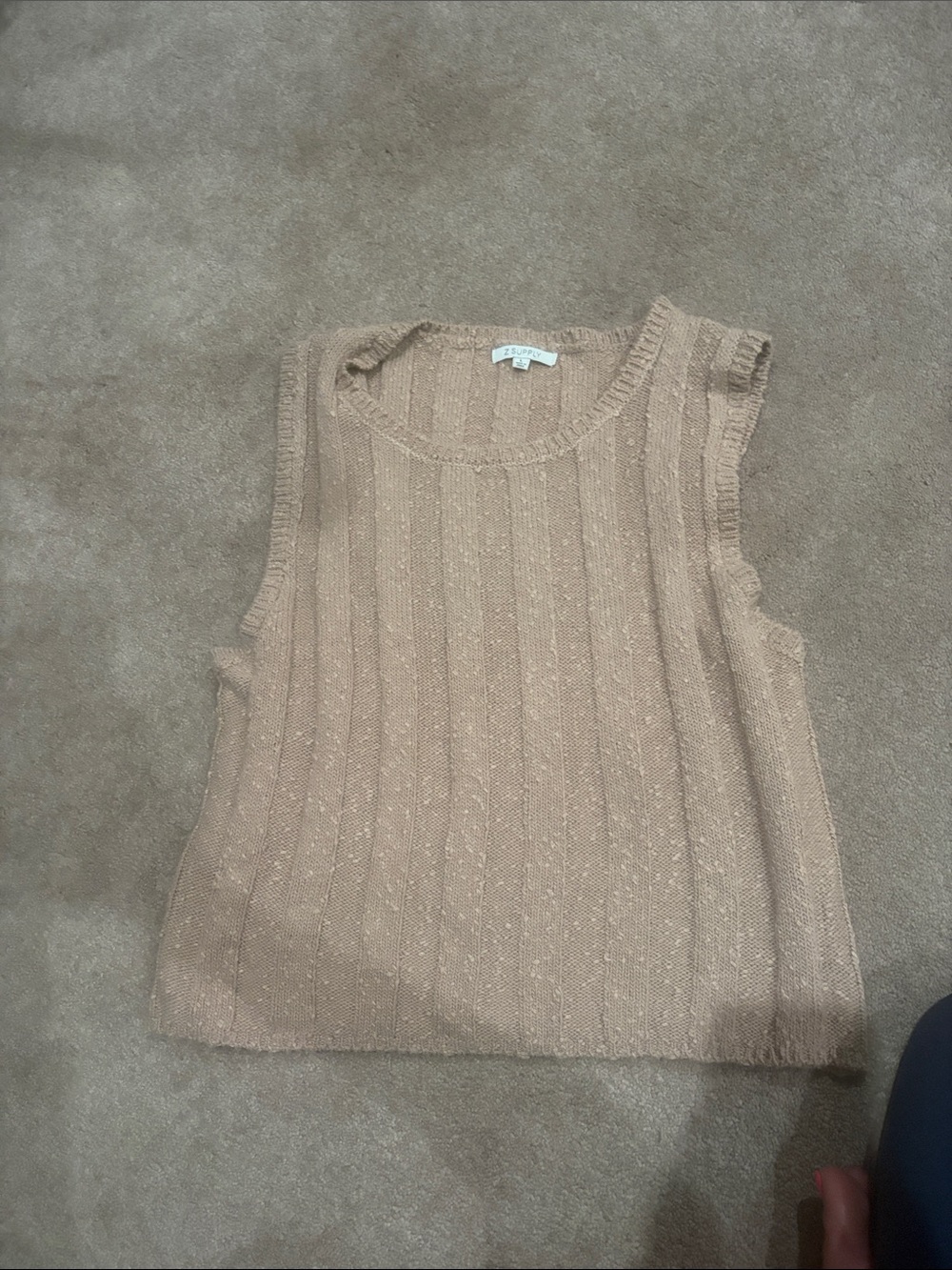 Z Supply Knit Ribbed Sleeveless Tank in Light Tan
